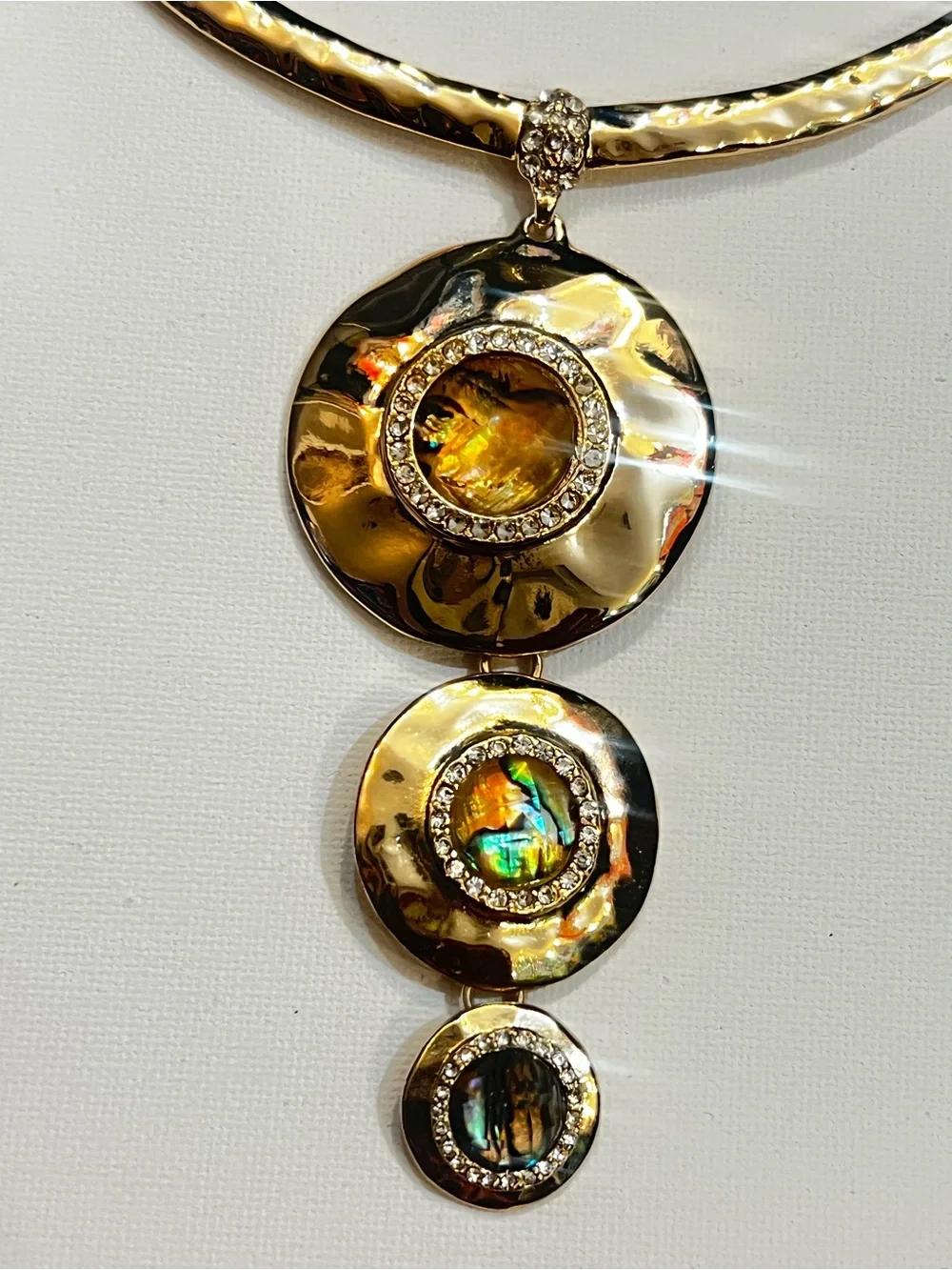 Bella Jack Gold-Tone abalone style / rhinestone necklace